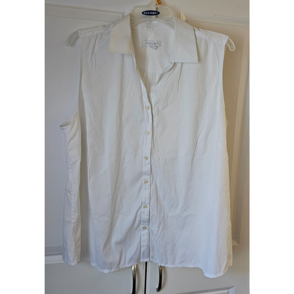 Charter Club Women’s Size 14 White Sleeveless Collard Button Up Shirt Blouse - Picture 1 of 6